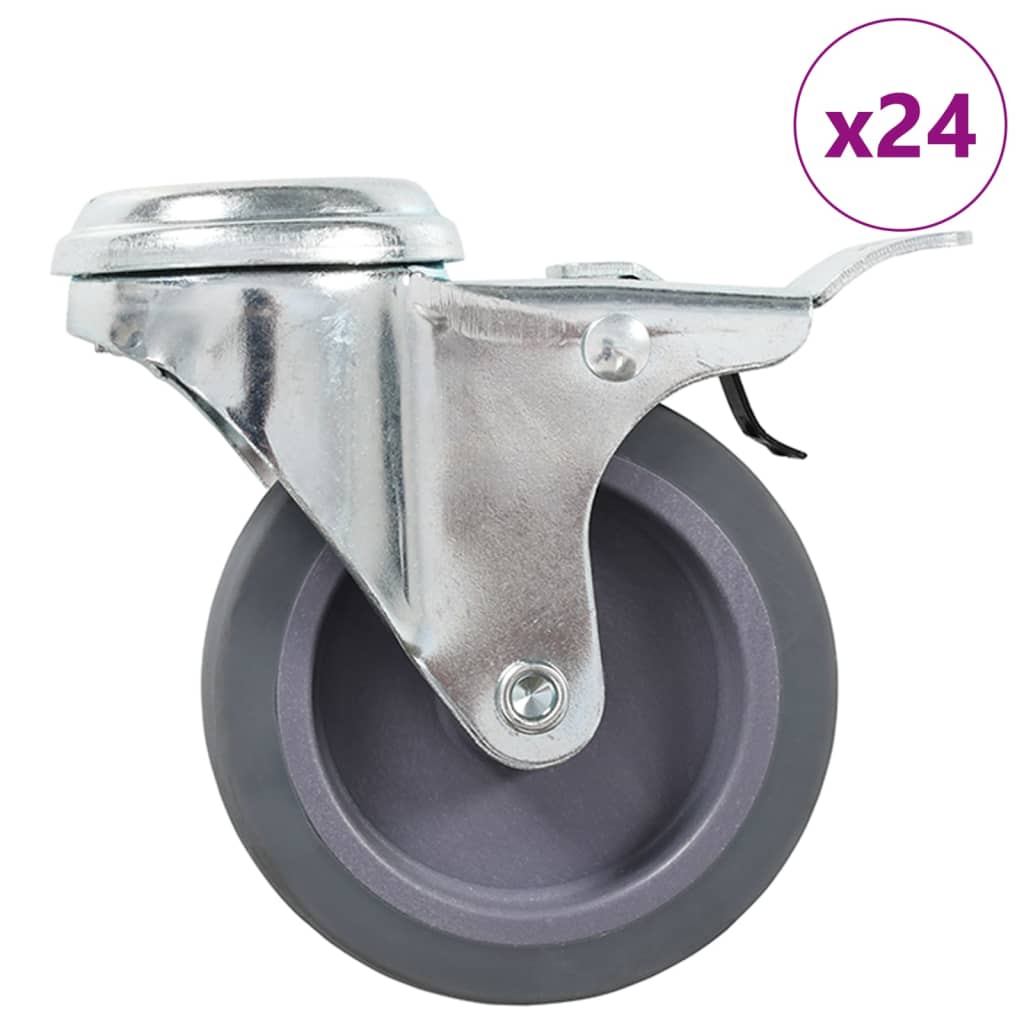 Bolt Hole Swivel Casters With Double Brakes 4 Pcs 75 Mm