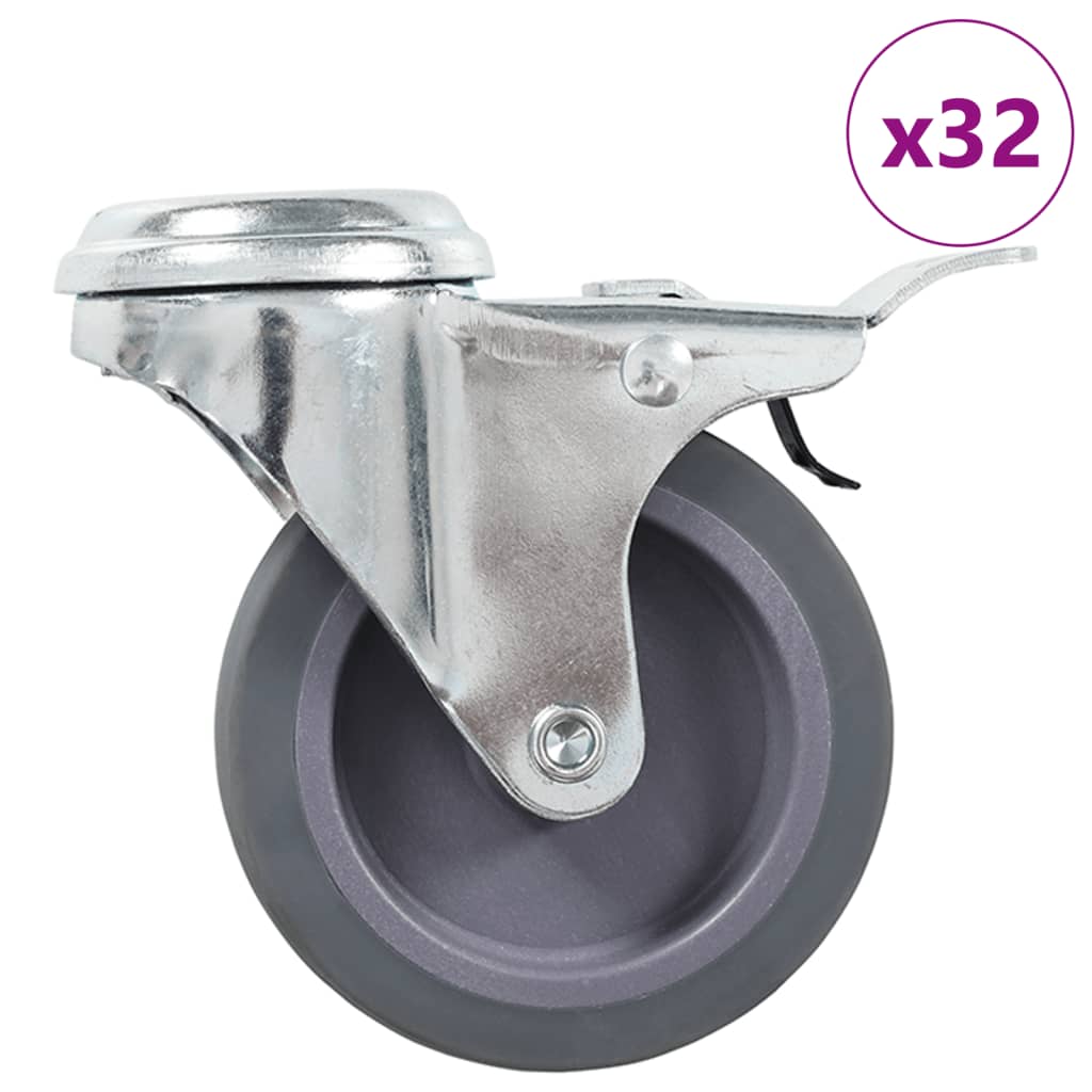 Bolt Hole Swivel Casters With Double Brakes 4 Pcs 75 Mm