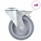 Bolt Hole Swivel Casters With Double Brakes 4 Pcs 100 Mm
