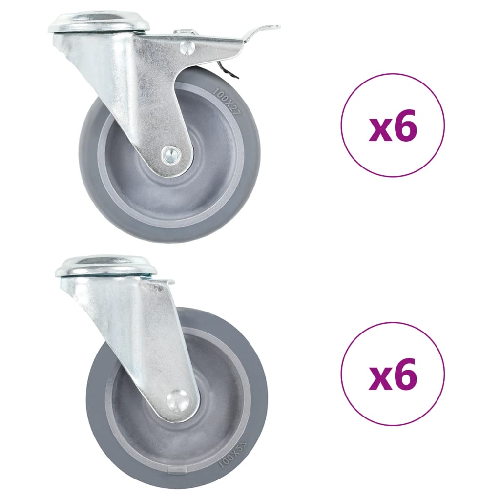 8 Pcs Bolt Hole Swivel Casters 100 Mm