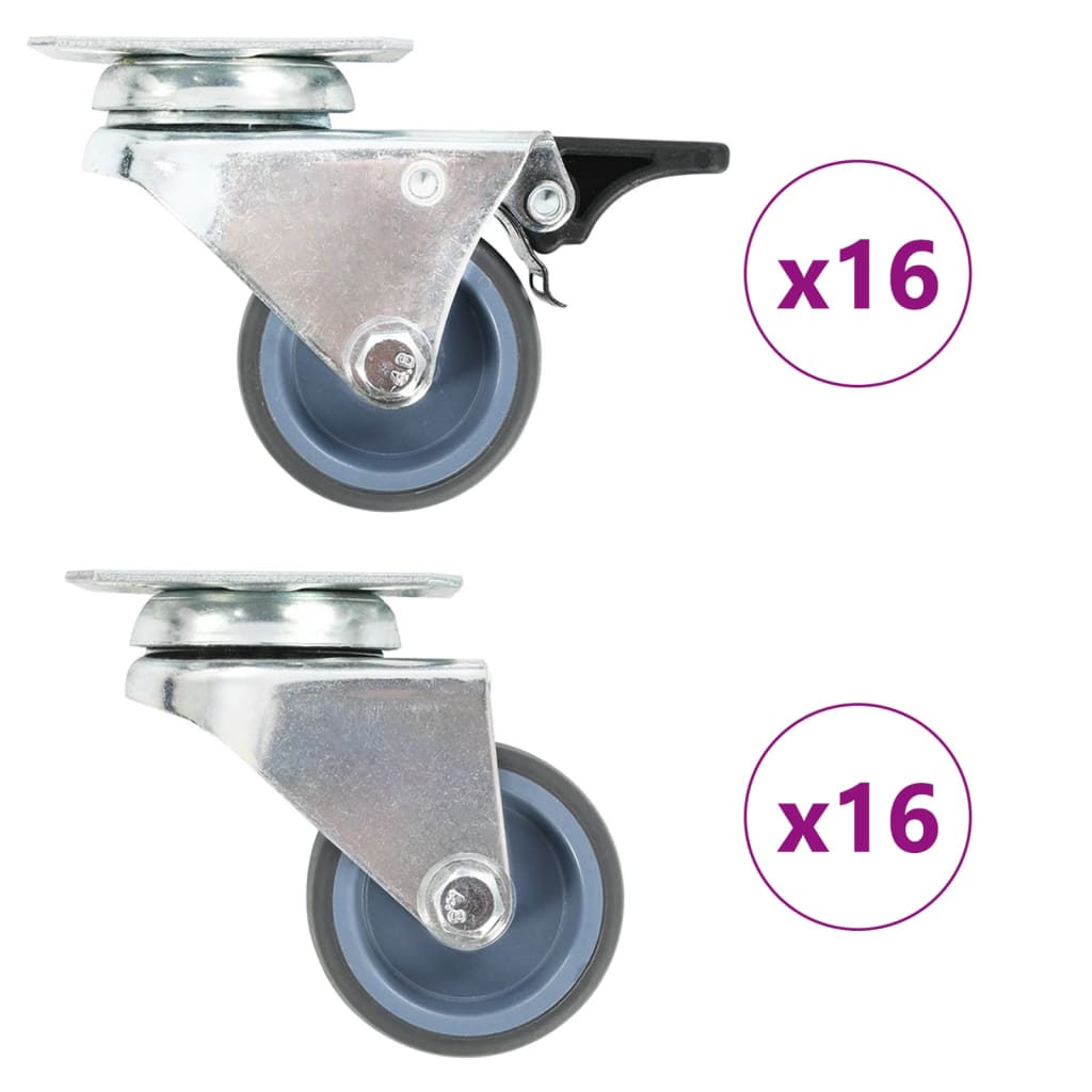 Twin-Wheel Swivel Casters 4 Pcs 50 Mm