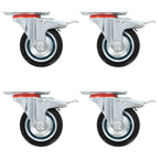 Swivel Casters With Double Brakes 4 Pcs 75 Mm