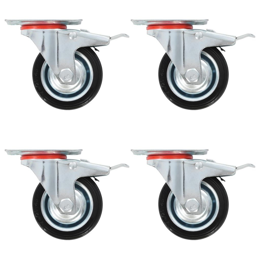 Swivel Casters With Double Brakes 4 Pcs 75 Mm