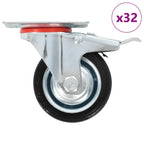 Swivel Casters With Double Brakes 4 Pcs 75 Mm