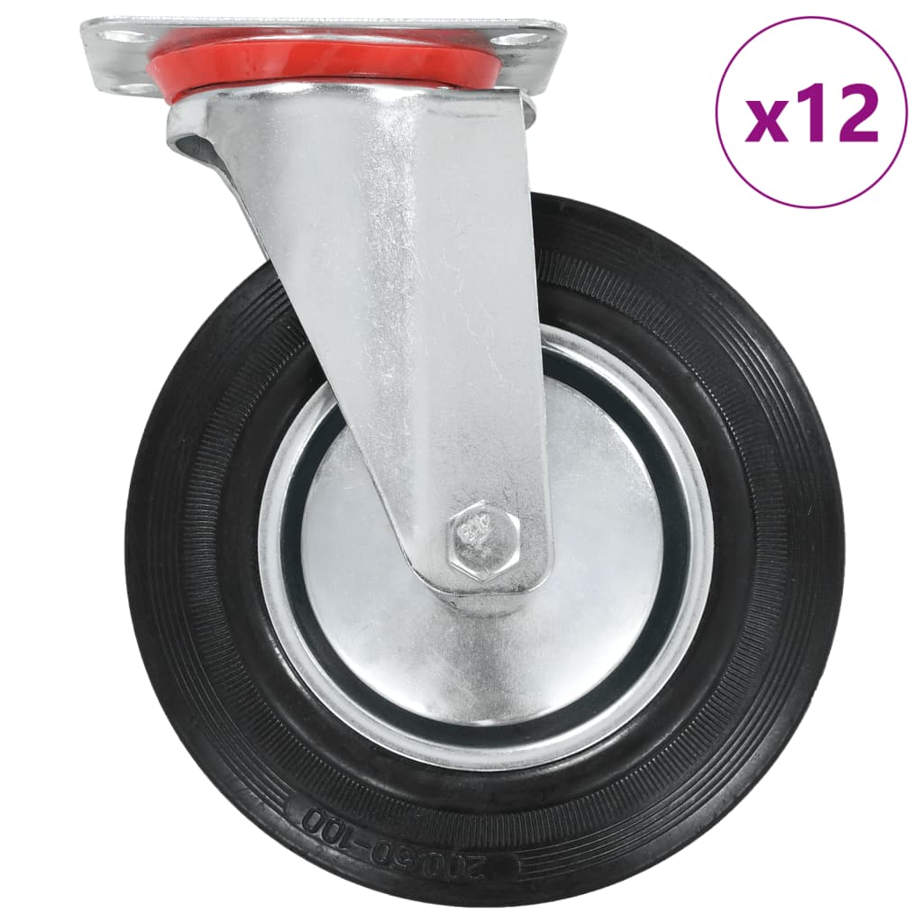 12 Pcs Swivel Casters 200 Mm
