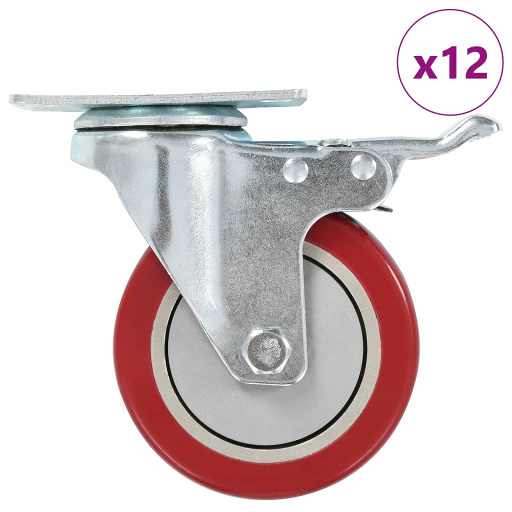 Swivel Casters With Double Brakes 4 Pcs 100 Mm
