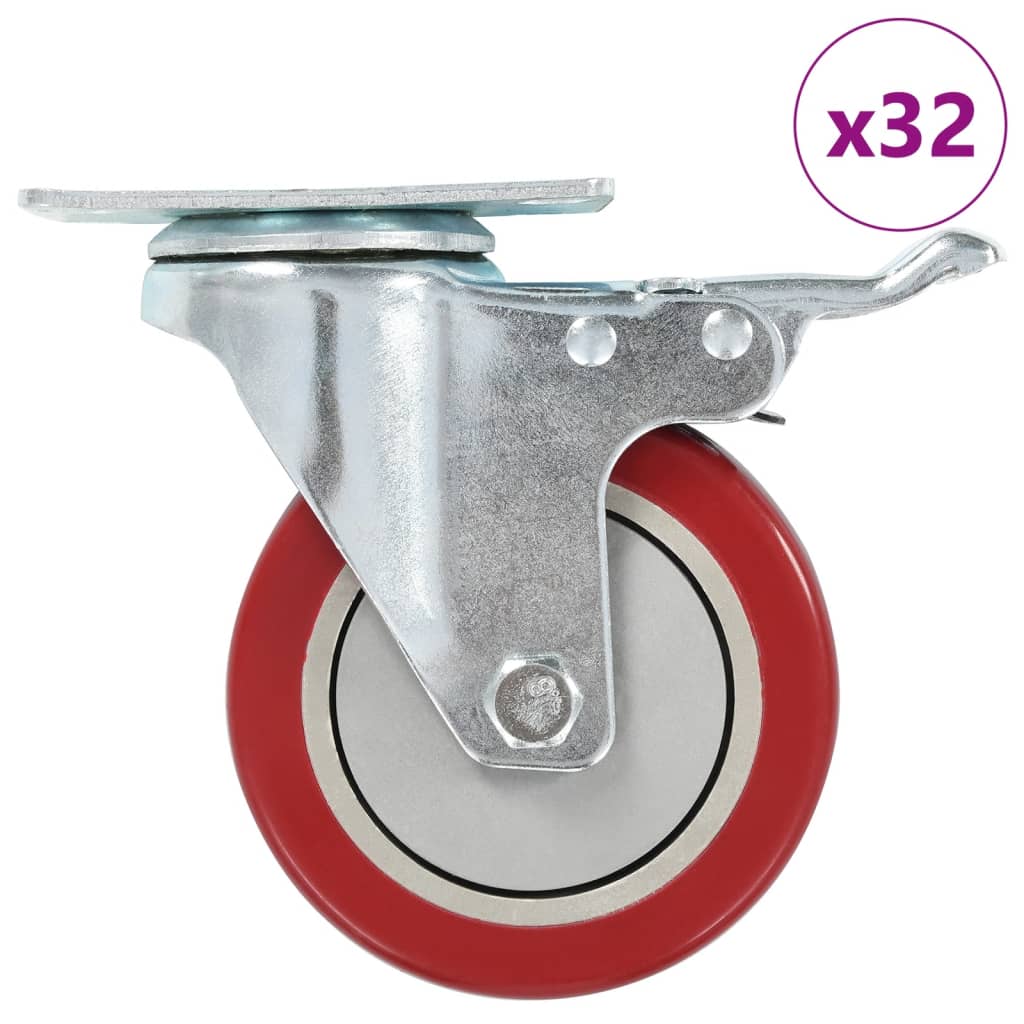 Swivel Casters With Double Brakes 4 Pcs 100 Mm