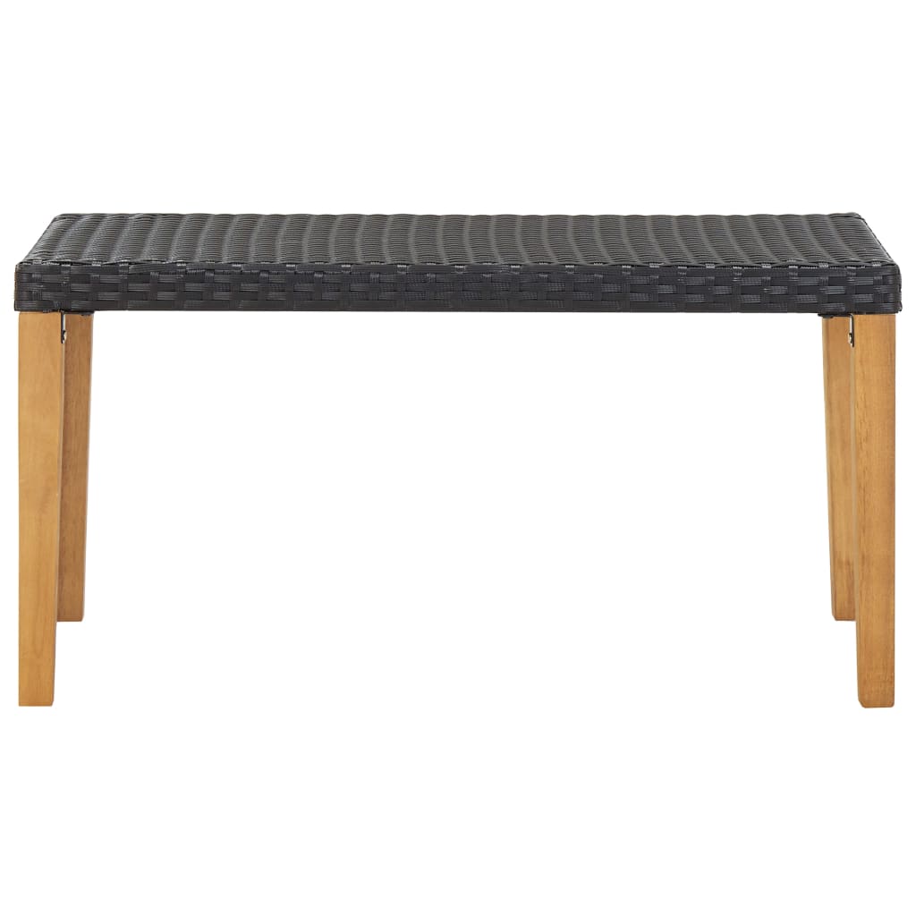 Garden Bench 120 cm Black Poly Rattan and Solid Acacia Wood