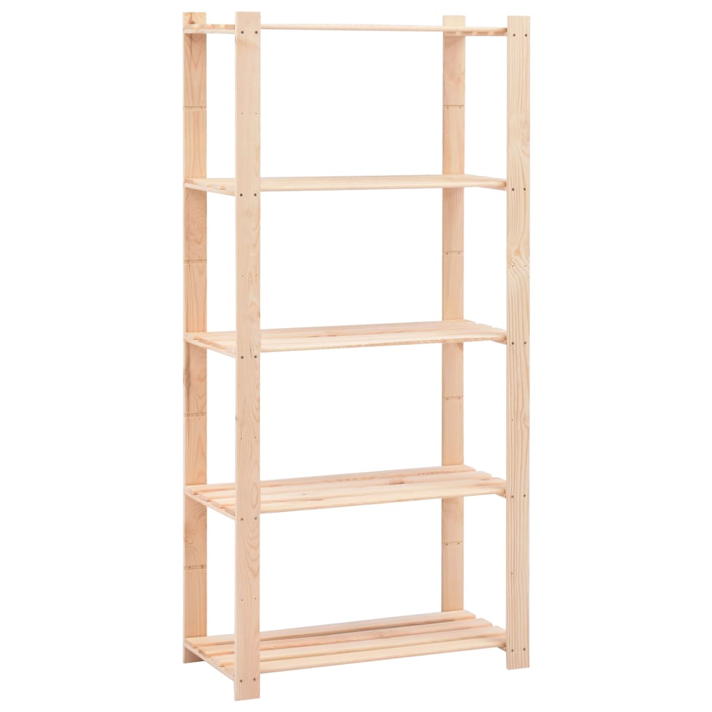 5-Tier Storage Racks 2 Pcs 80X38X170 Cm Solid Pinewood 250 Kg