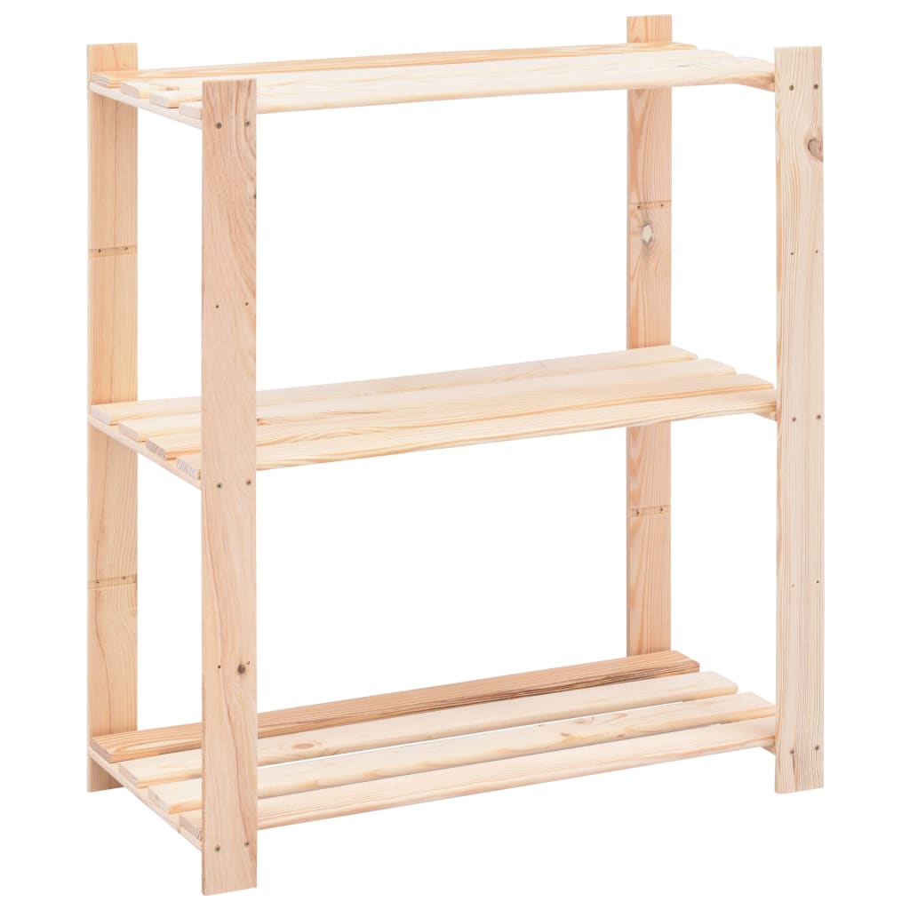 3-Tier Storage Racks 10 Pcs 80X38X90 Cm Solid Pinewood 150 Kg