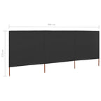 3-panel Wind Screen Fabric 400x80 cm Anthracite