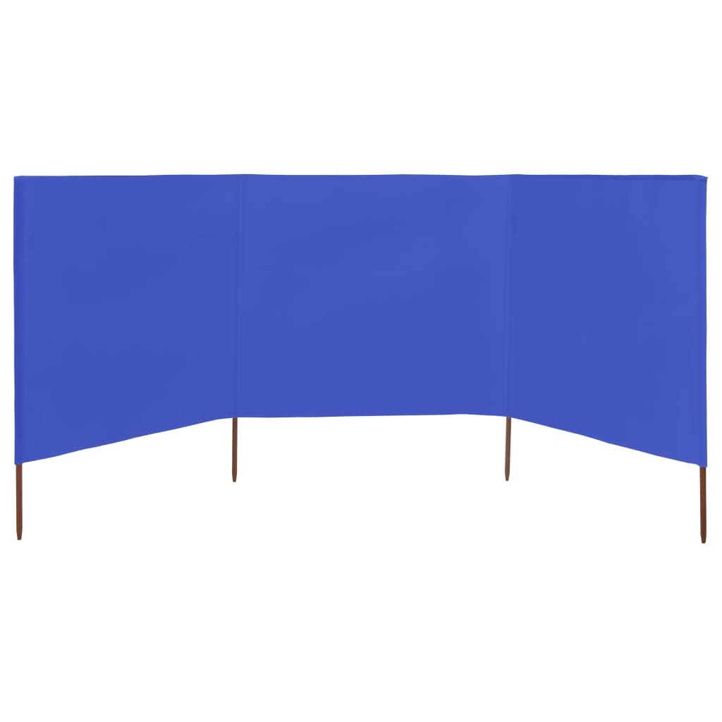 3-panel Wind Screen Fabric 400x80 cm Azure Blue