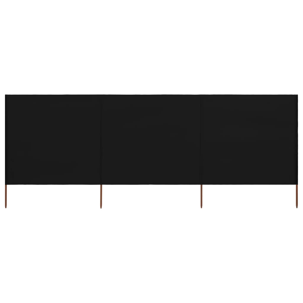 3-panel Wind Screen Fabric 400x120 cm Black