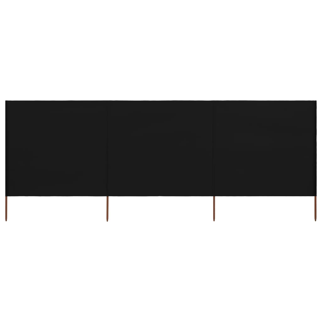 3-panel Wind Screen Fabric 400x160 cm Black