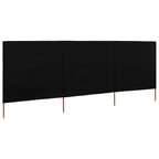 3-panel Wind Screen Fabric 400x160 cm Black