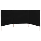 3-panel Wind Screen Fabric 400x160 cm Black