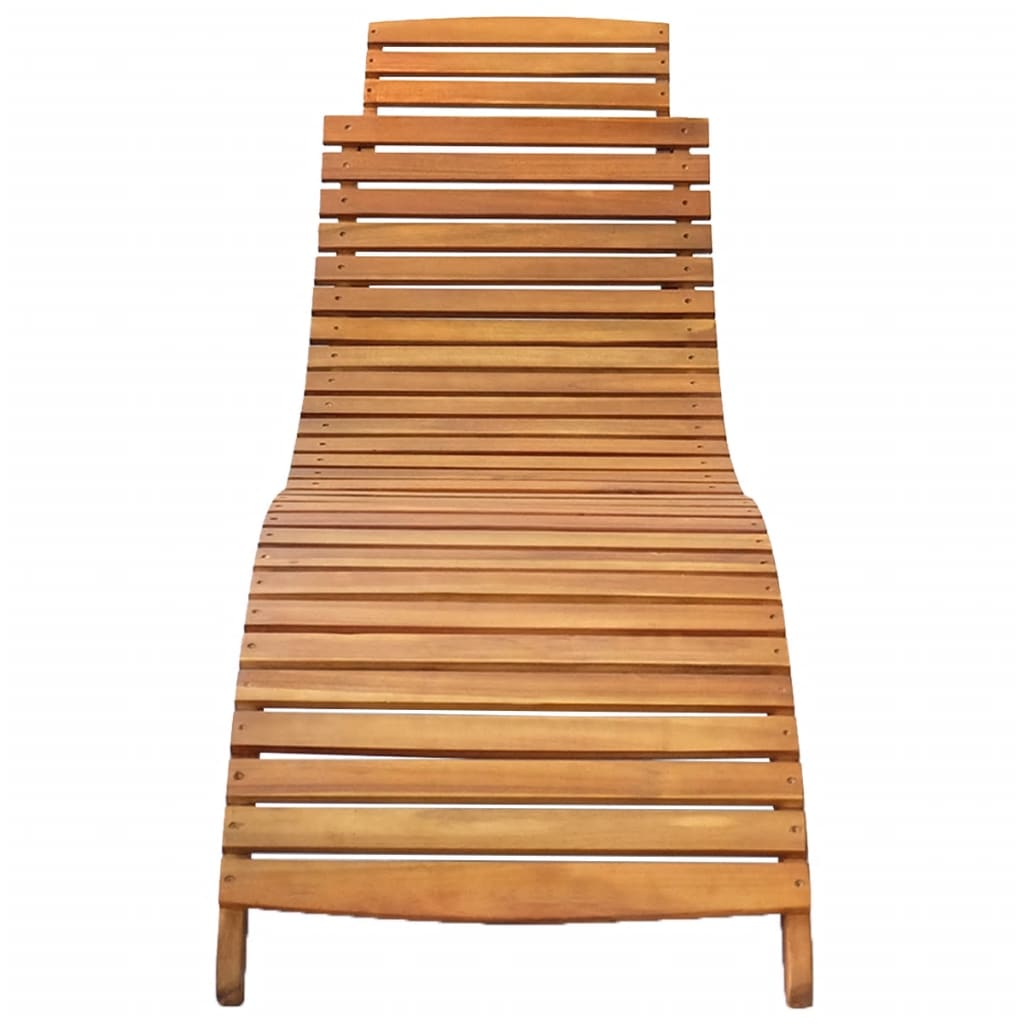 Sun Lounger Solid Acacia Wood Brown