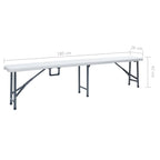 Folding Garden Benches 2 pcs 180 cm HDPE White