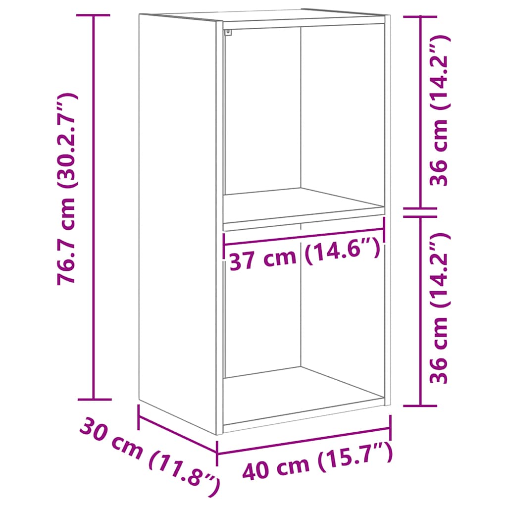 2-Tier Book Cabinet Concrete Grey 40x30x76.5 cm Engineered Wood
