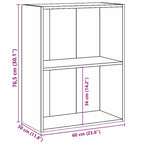 2-Tier Book Cabinet Concrete Grey 60x30x76.5 cm Engineered Wood