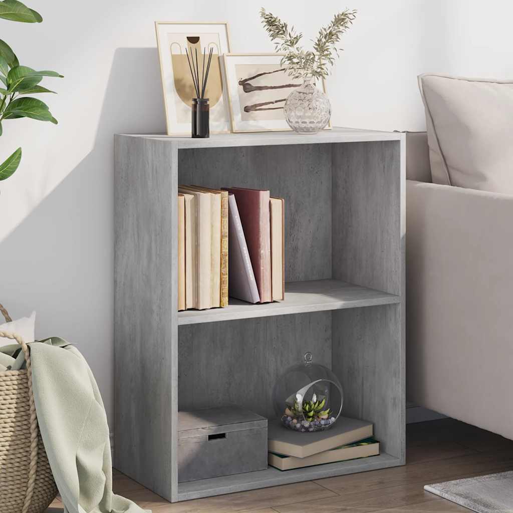2-Tier Book Cabinet Concrete Grey 60x30x76.5 cm Engineered Wood