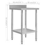 Kitchen Work Table with Backsplash 60x60x93 cm Stainless Steel