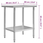 Kitchen Work Table Stainless Steel