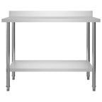 Kitchen Work Table with Backsplash 120x60x93 cm Stainless Steel