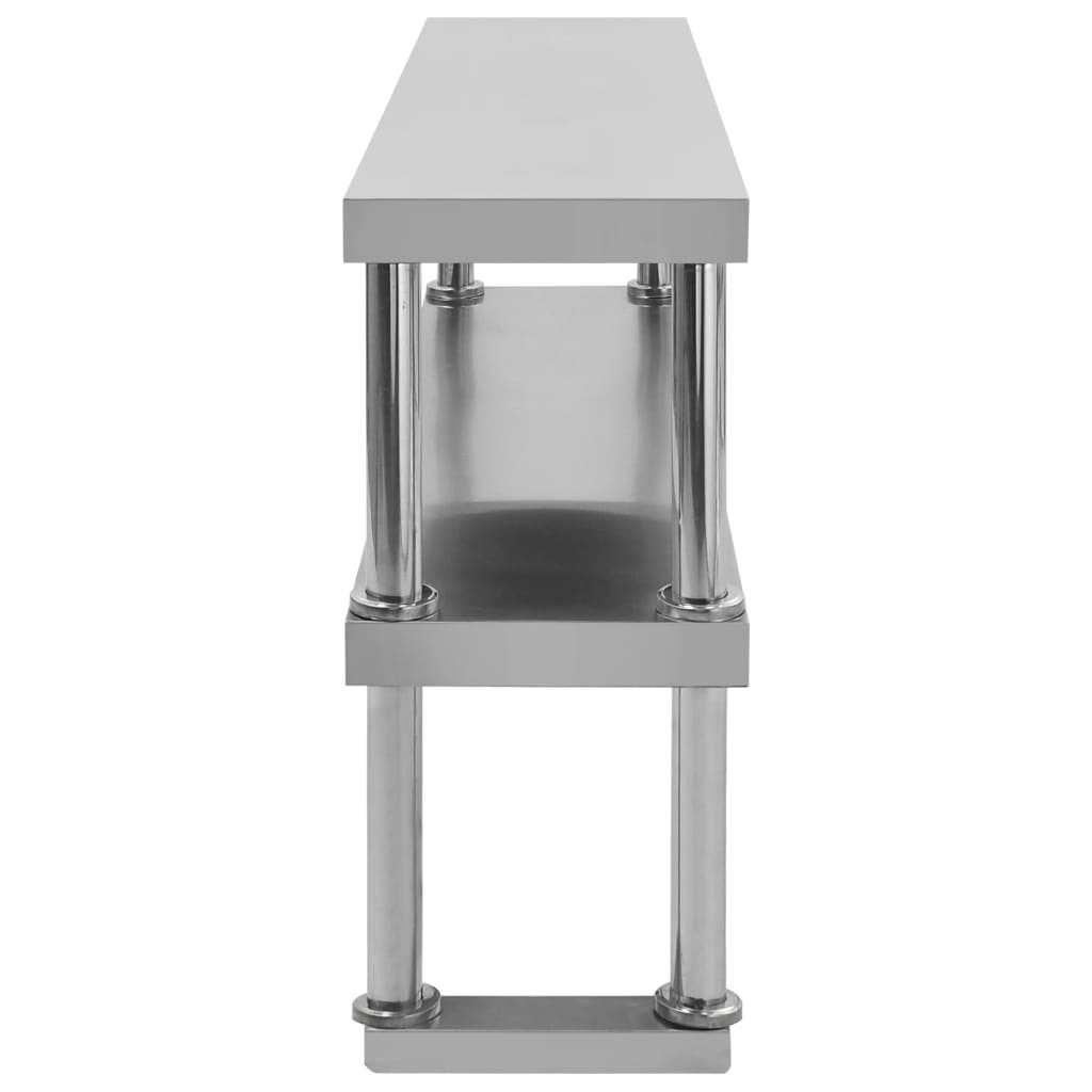 2-Tier Work Table Overshelf Stainless Steel