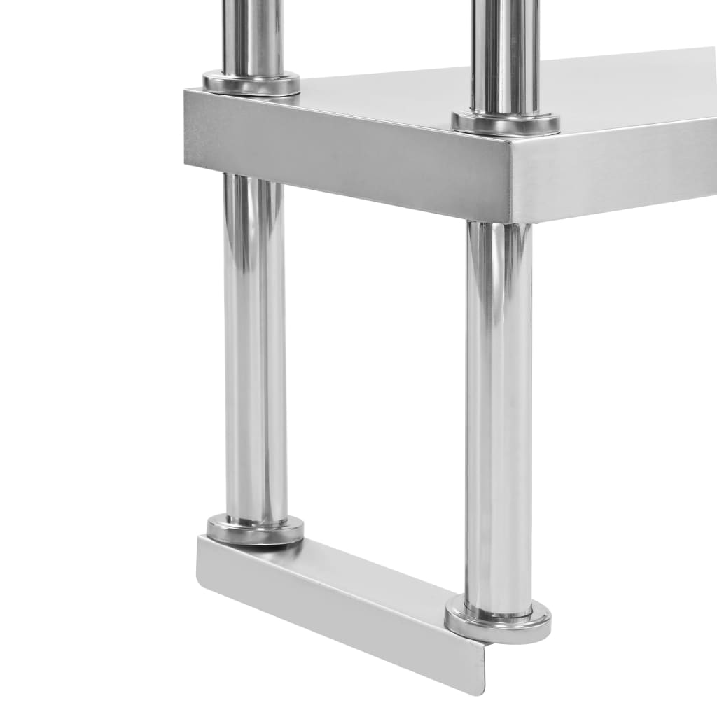 2-Tier Work Table Overshelf Stainless Steel