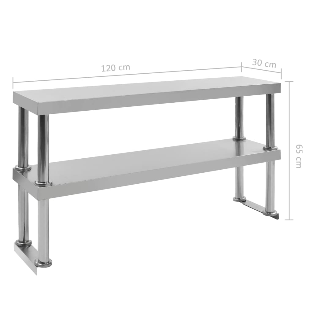 2-Tier Work Table Overshelf Stainless Steel
