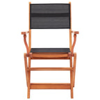 Folding Garden Chairs 2 pcs Black Solid Eucalyptus Wood and Textilene