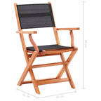 Folding Garden Chairs 2 pcs Black Solid Eucalyptus Wood and Textilene