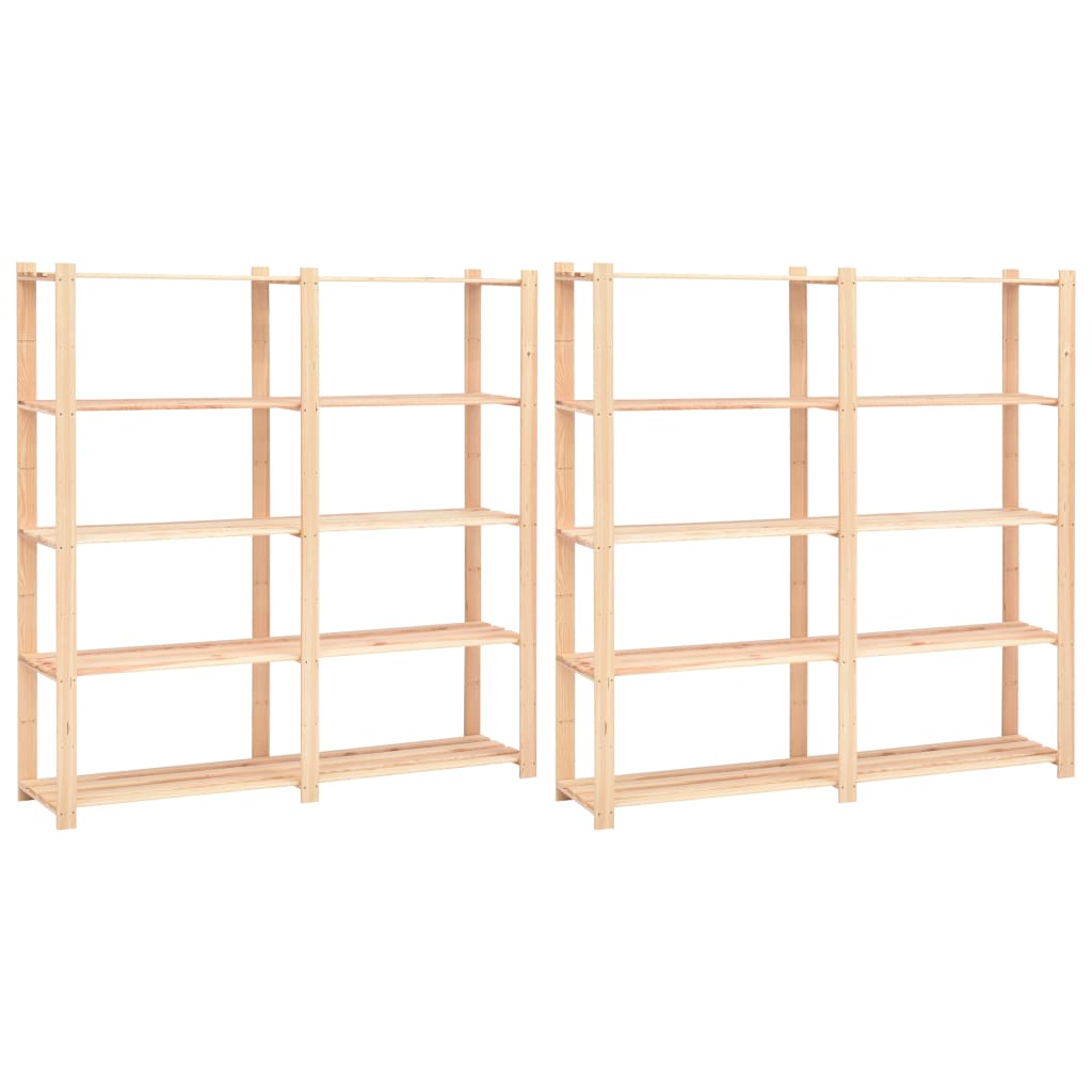 5-Tier Storage Racks 3 Pcs 170X38X170 Cm Solid Pinewood 500 Kg