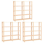 5-Tier Storage Racks 3 Pcs 170X38X170 Cm Solid Pinewood 500 Kg