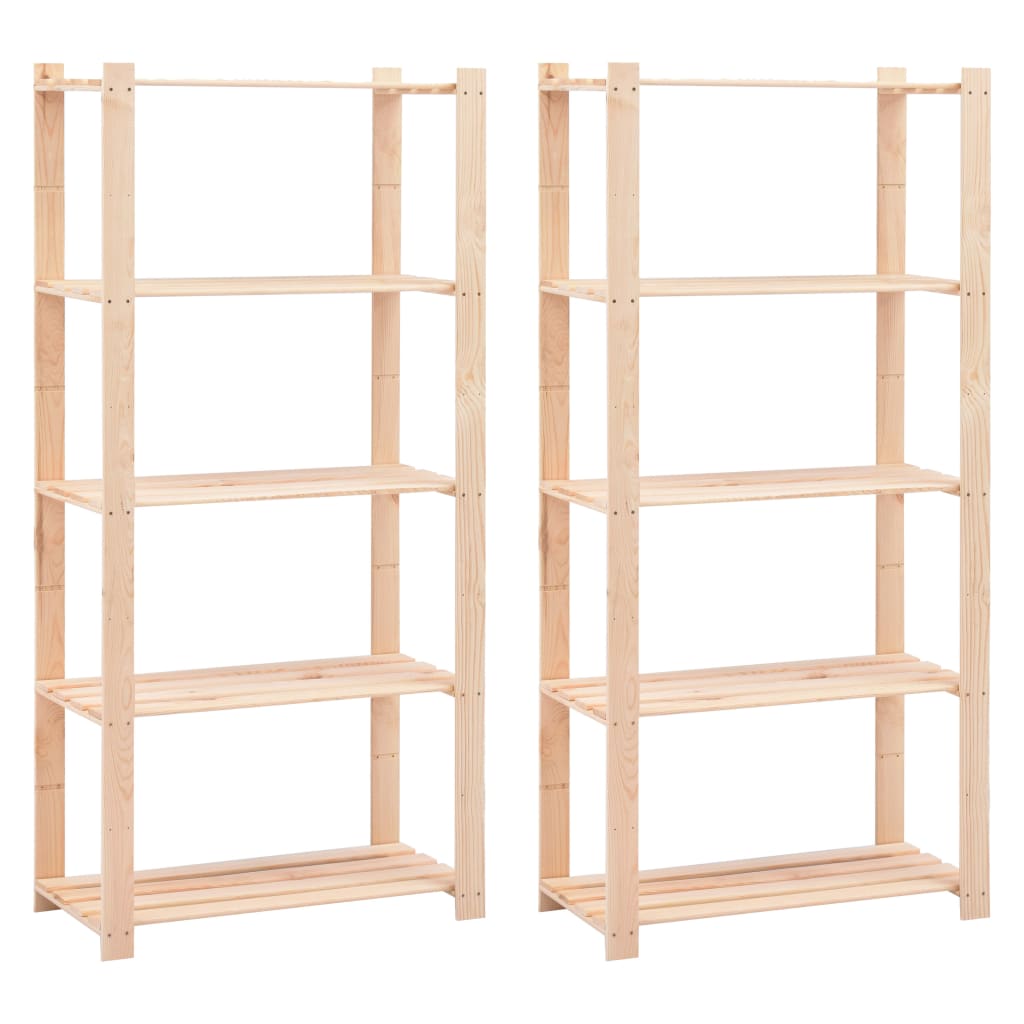 5-Tier Storage Racks 2 Pcs 80X38X170 Cm Solid Pinewood 250 Kg