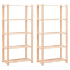 5-Tier Storage Racks 2 Pcs 80X38X170 Cm Solid Pinewood 250 Kg