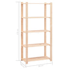 5-Tier Storage Racks 2 Pcs 80X38X170 Cm Solid Pinewood 250 Kg