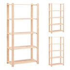 5-Tier Storage Racks 2 Pcs 80X38X170 Cm Solid Pinewood 250 Kg