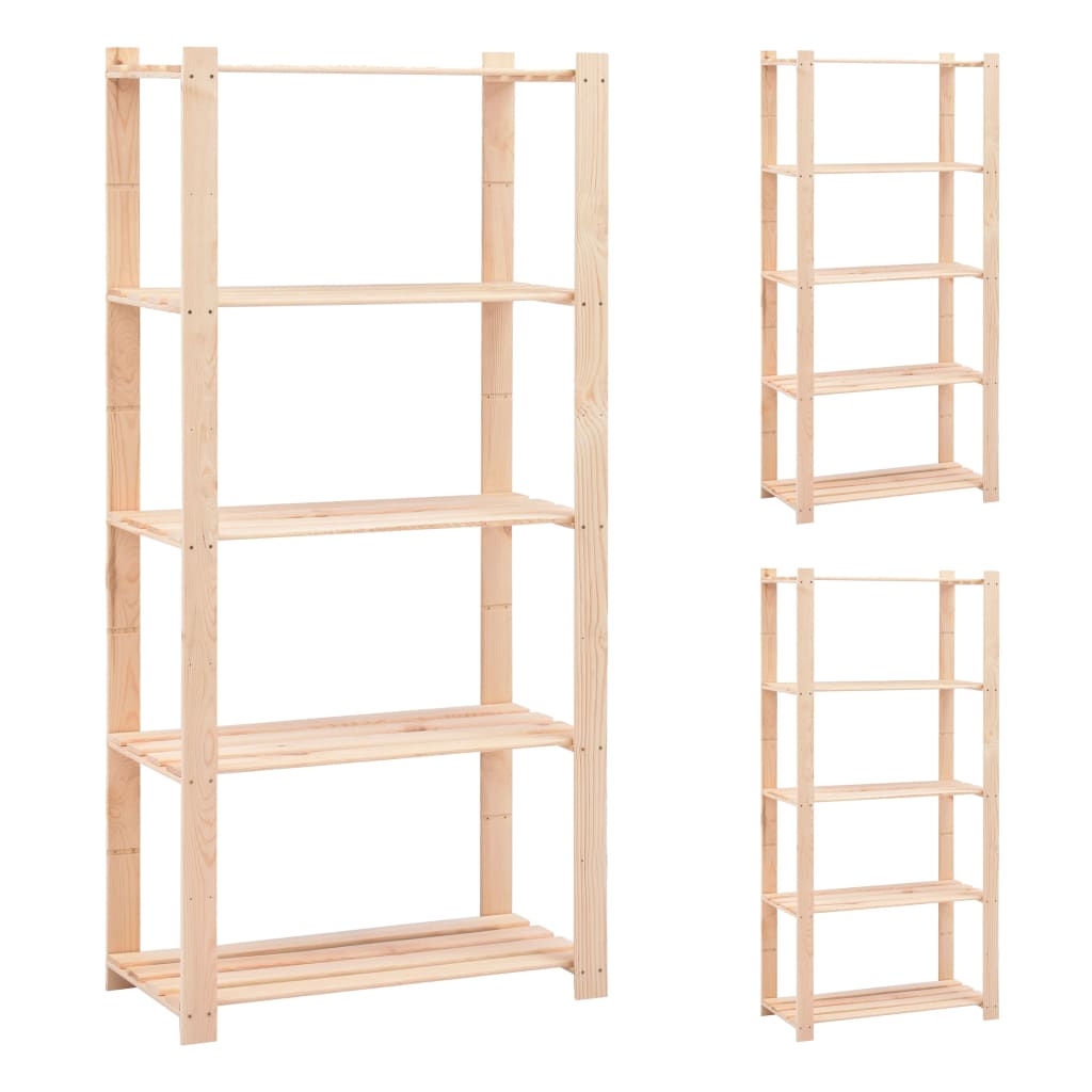 5-Tier Storage Racks 2 Pcs 80X38X170 Cm Solid Pinewood 250 Kg