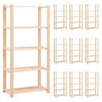 5-Tier Storage Racks 2 Pcs 80X38X170 Cm Solid Pinewood 250 Kg