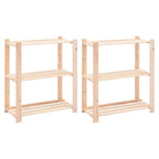 3-Tier Storage Racks 10 Pcs 80X38X90 Cm Solid Pinewood 150 Kg