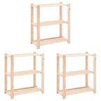 3-Tier Storage Racks 10 Pcs 80X38X90 Cm Solid Pinewood 150 Kg
