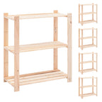 3-Tier Storage Racks 10 Pcs 80X38X90 Cm Solid Pinewood 150 Kg