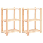 3-Tier Storage Racks 2 Pcs 60X38X90 Cm Solid Pinewood 150 Kg