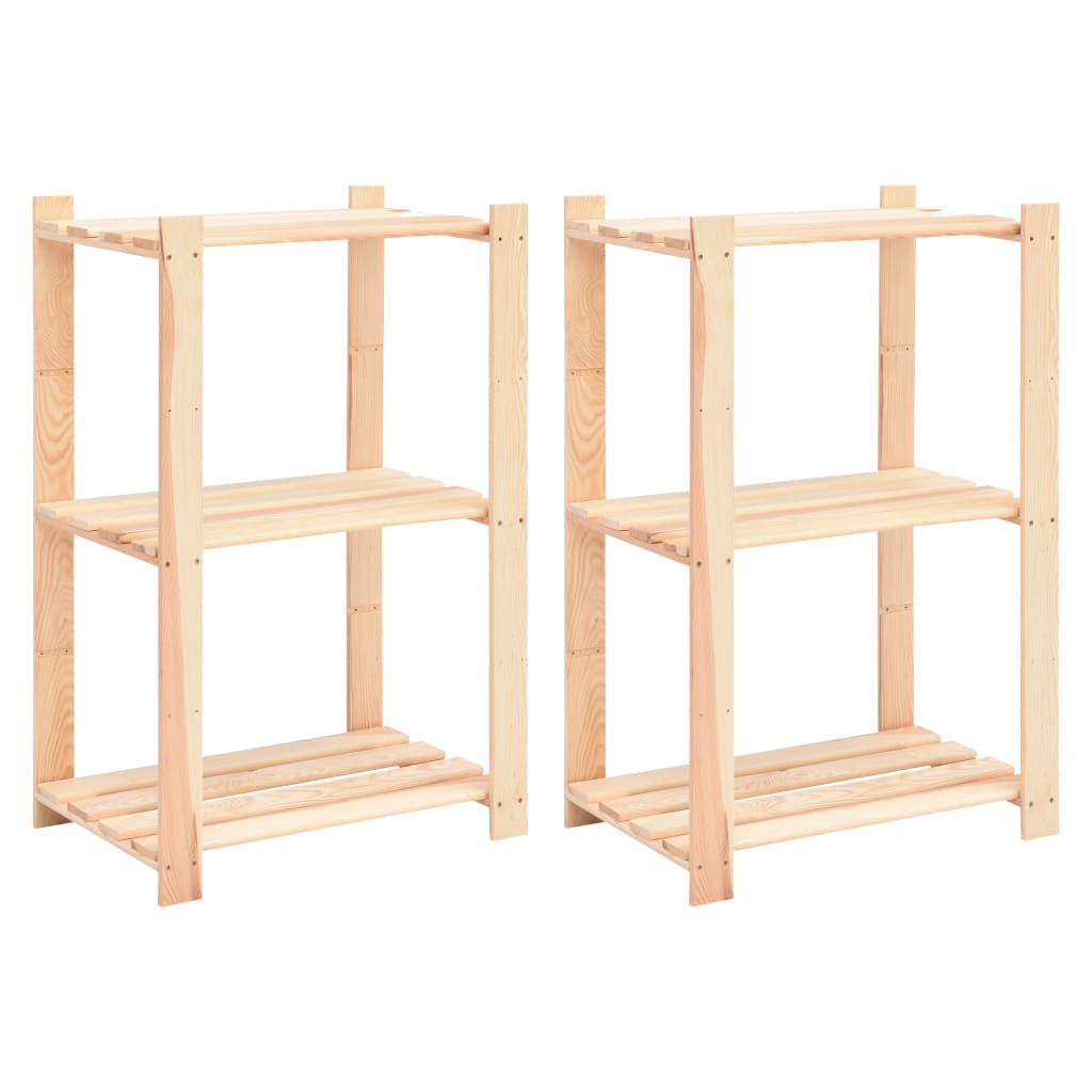 3-Tier Storage Racks 2 Pcs 60X38X90 Cm Solid Pinewood 150 Kg