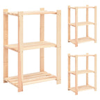 3-Tier Storage Racks 2 Pcs 60X38X90 Cm Solid Pinewood 150 Kg
