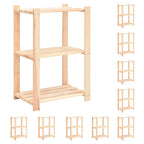 3-Tier Storage Racks 2 Pcs 60X38X90 Cm Solid Pinewood 150 Kg
