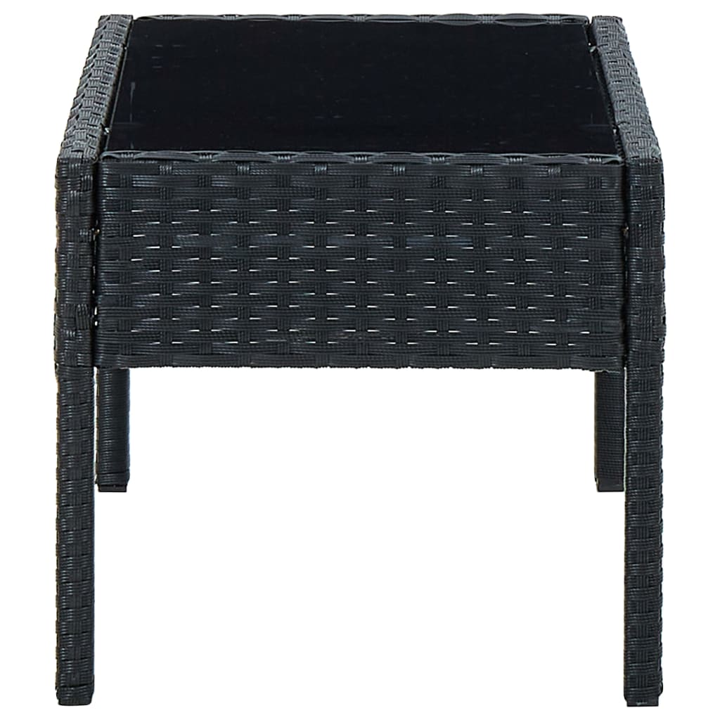 Garden Table Black 75x40x37 cm Poly Rattan