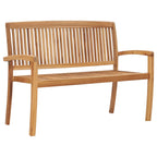 2-Seater Stacking Garden Bench 120 cm Solid Teak Wood
